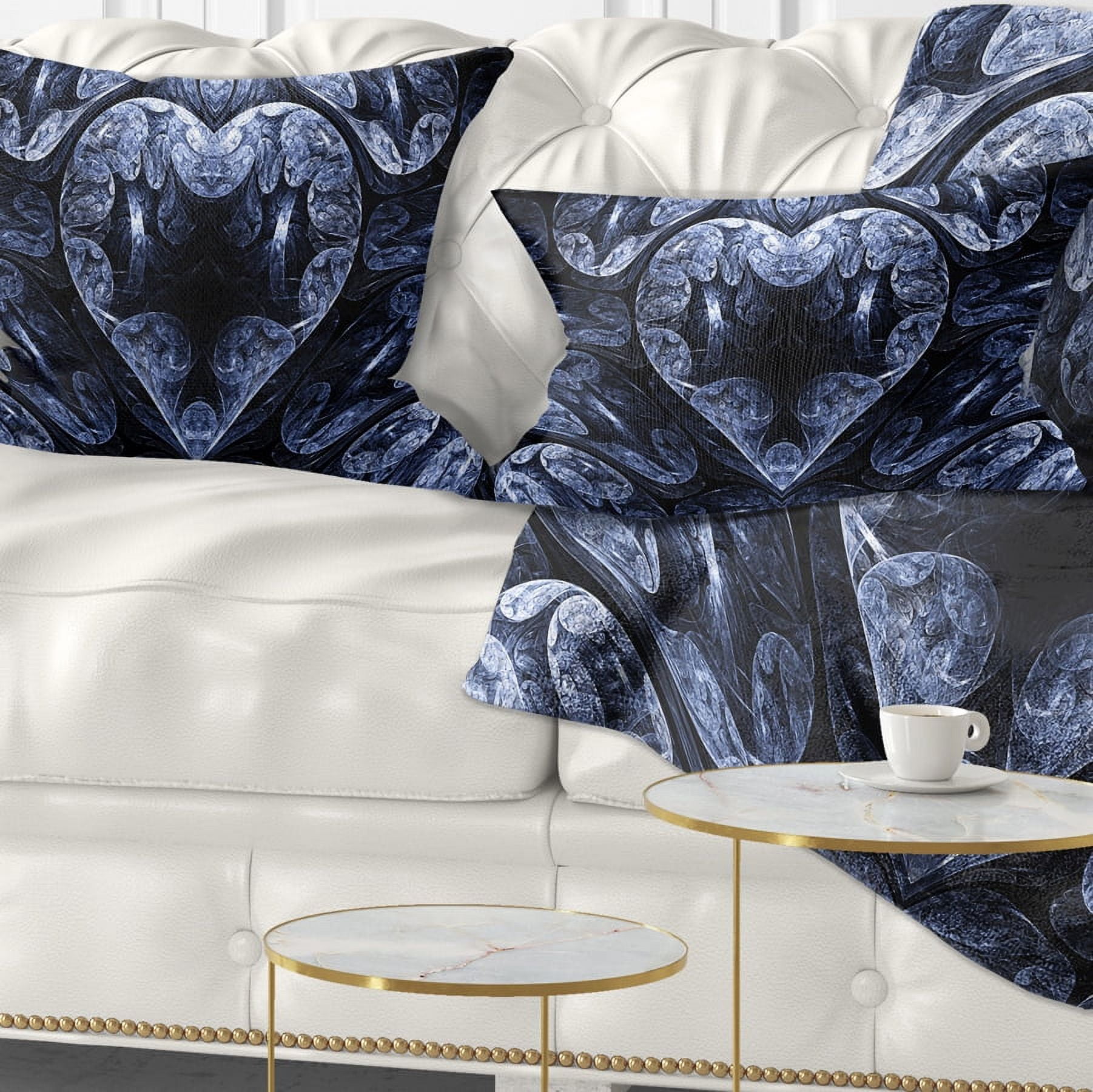 Designart Cold Mystical Fractal Heart - Abstract Throw Pillow - 12x20