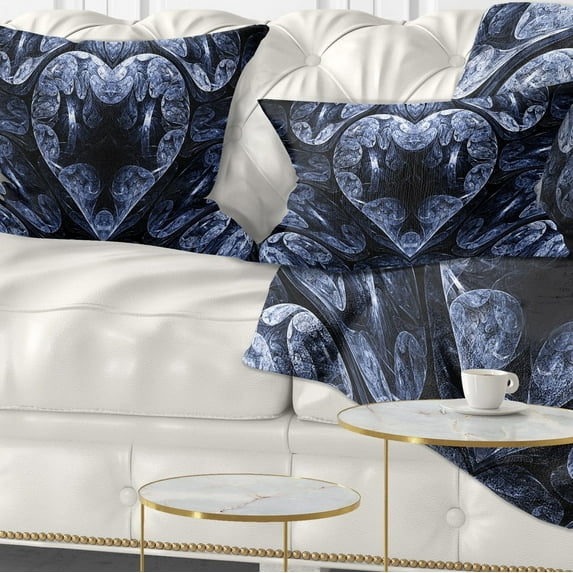 Designart Cold Mystical Fractal Heart - Abstract Throw Pillow - 12x20