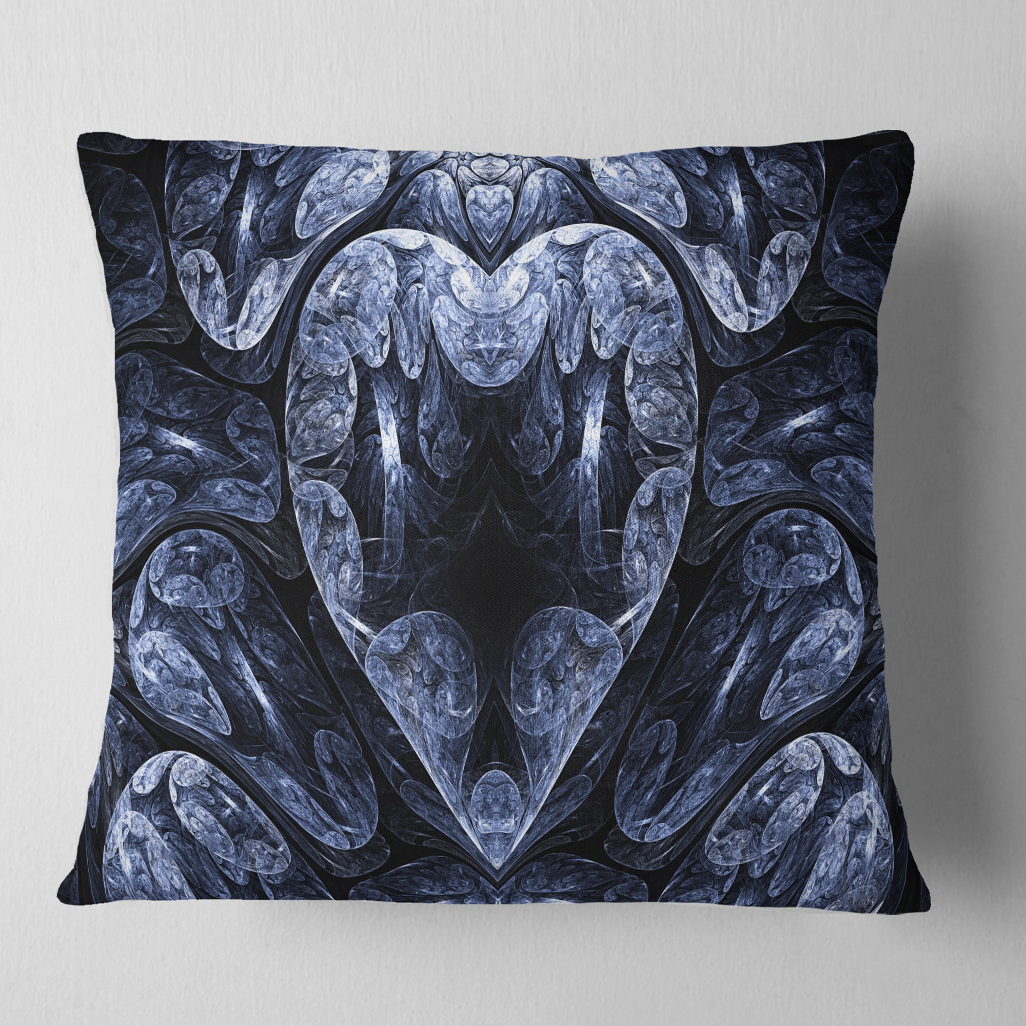 Designart Cold Mystical Fractal Heart - Abstract Throw Pillow - 16x16