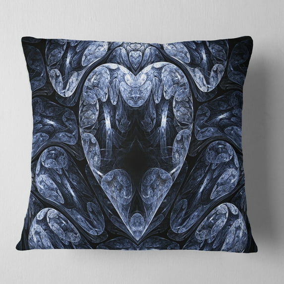 Designart Cold Mystical Fractal Heart - Abstract Throw Pillow - 18x18