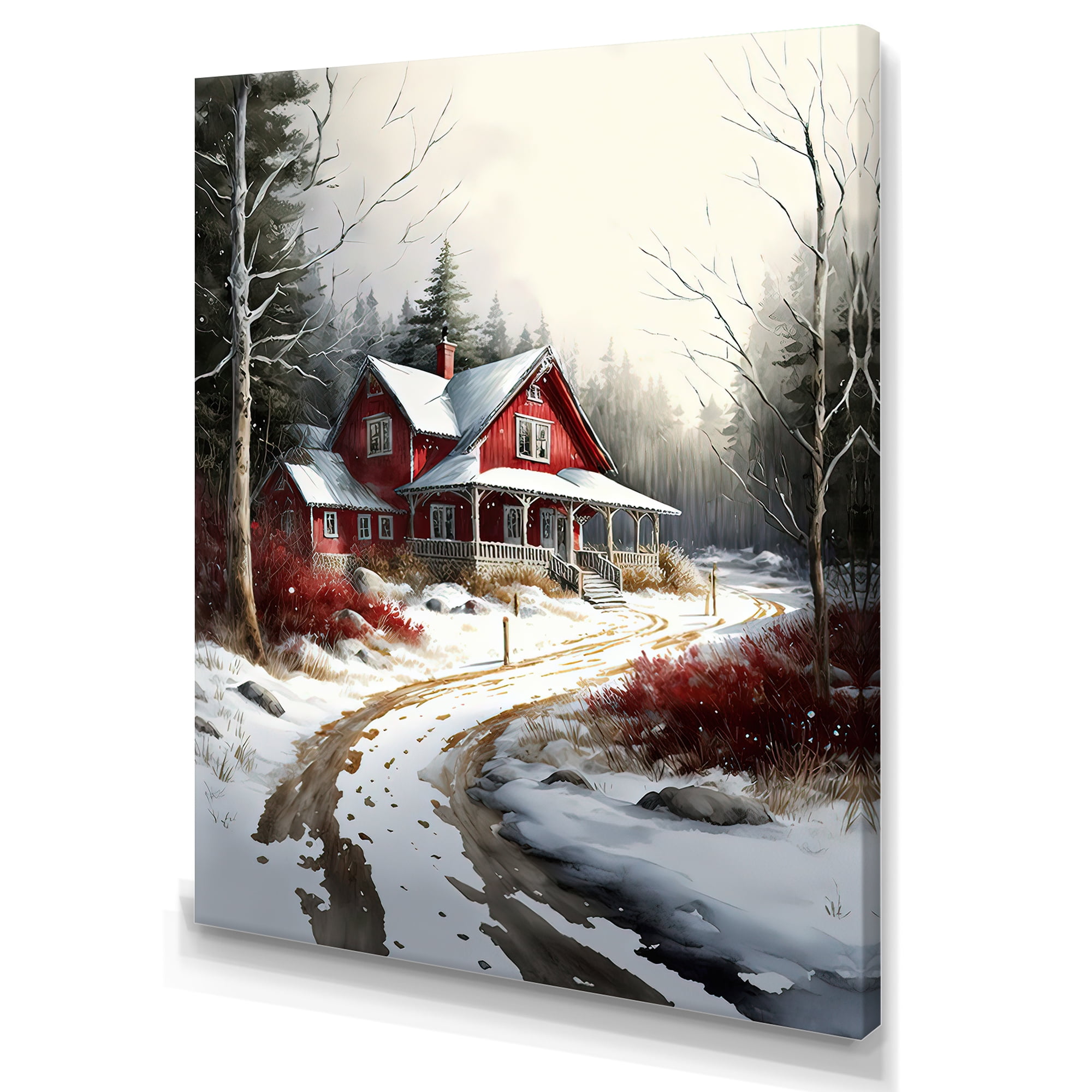 Designart Cold Winter View On The Country II Canvas Wall Art