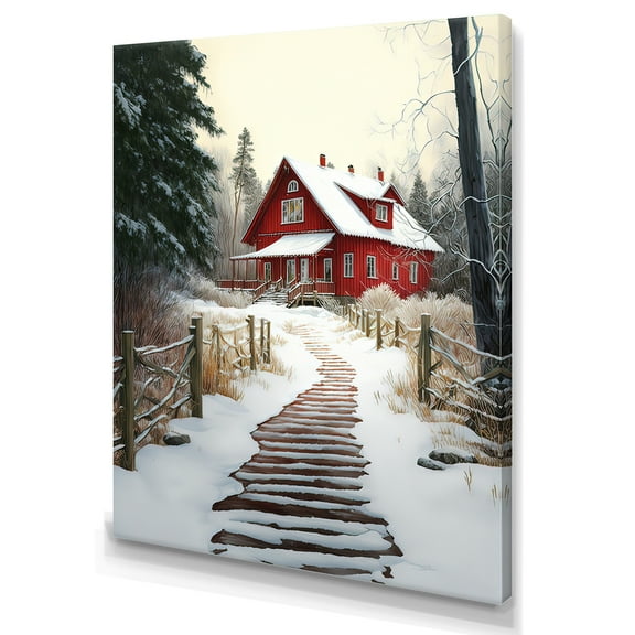Designart Cold Winter View On The Country III Canvas Wall Art