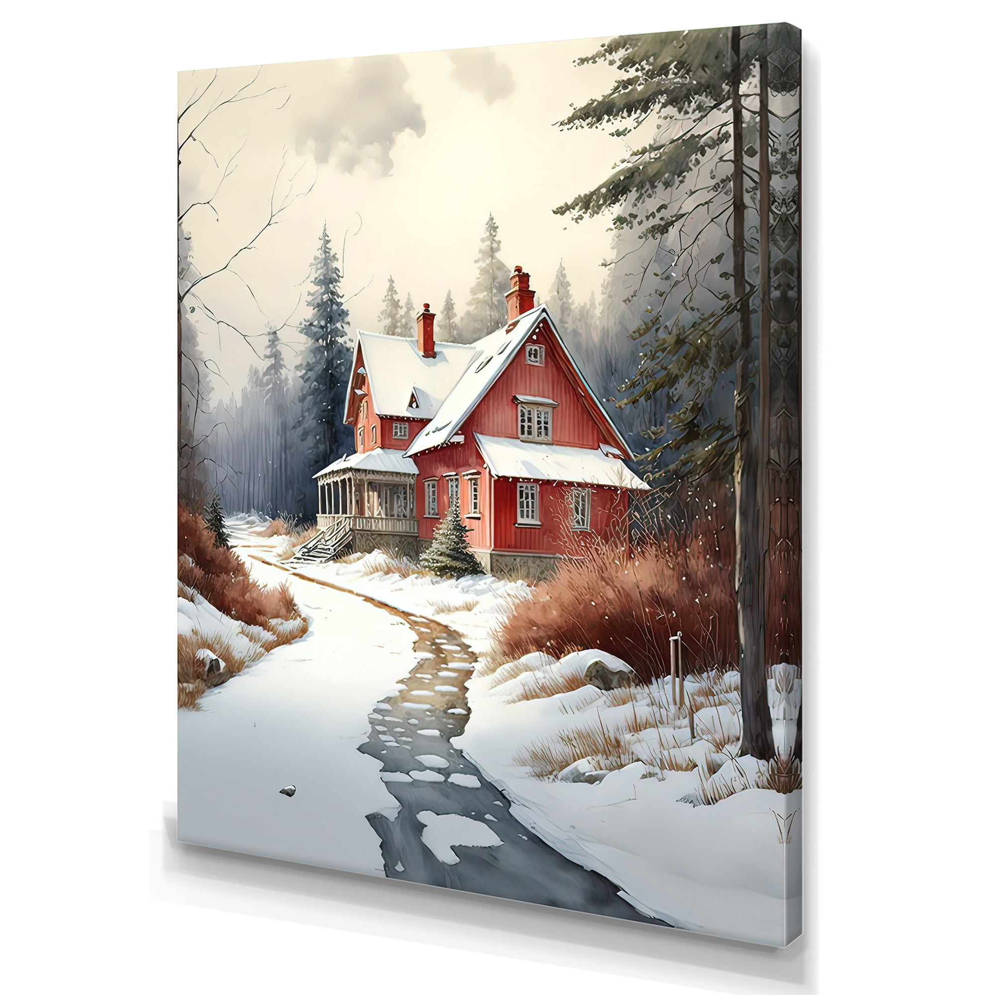 Designart Cold Winter View On The Country VI Canvas Wall Art