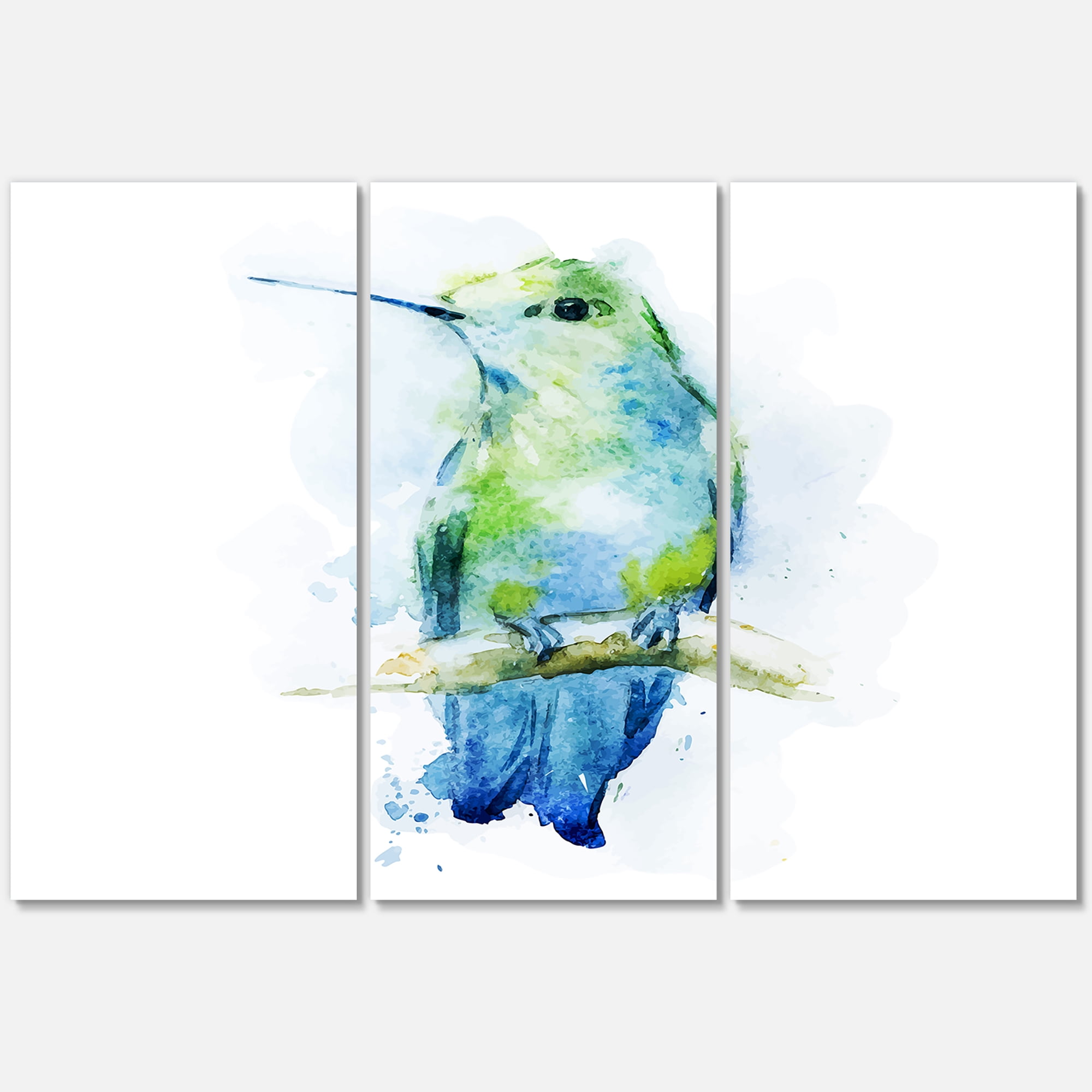 Designart ' Colibri Bird On Branch ' Traditional Canvas Wall Art Print