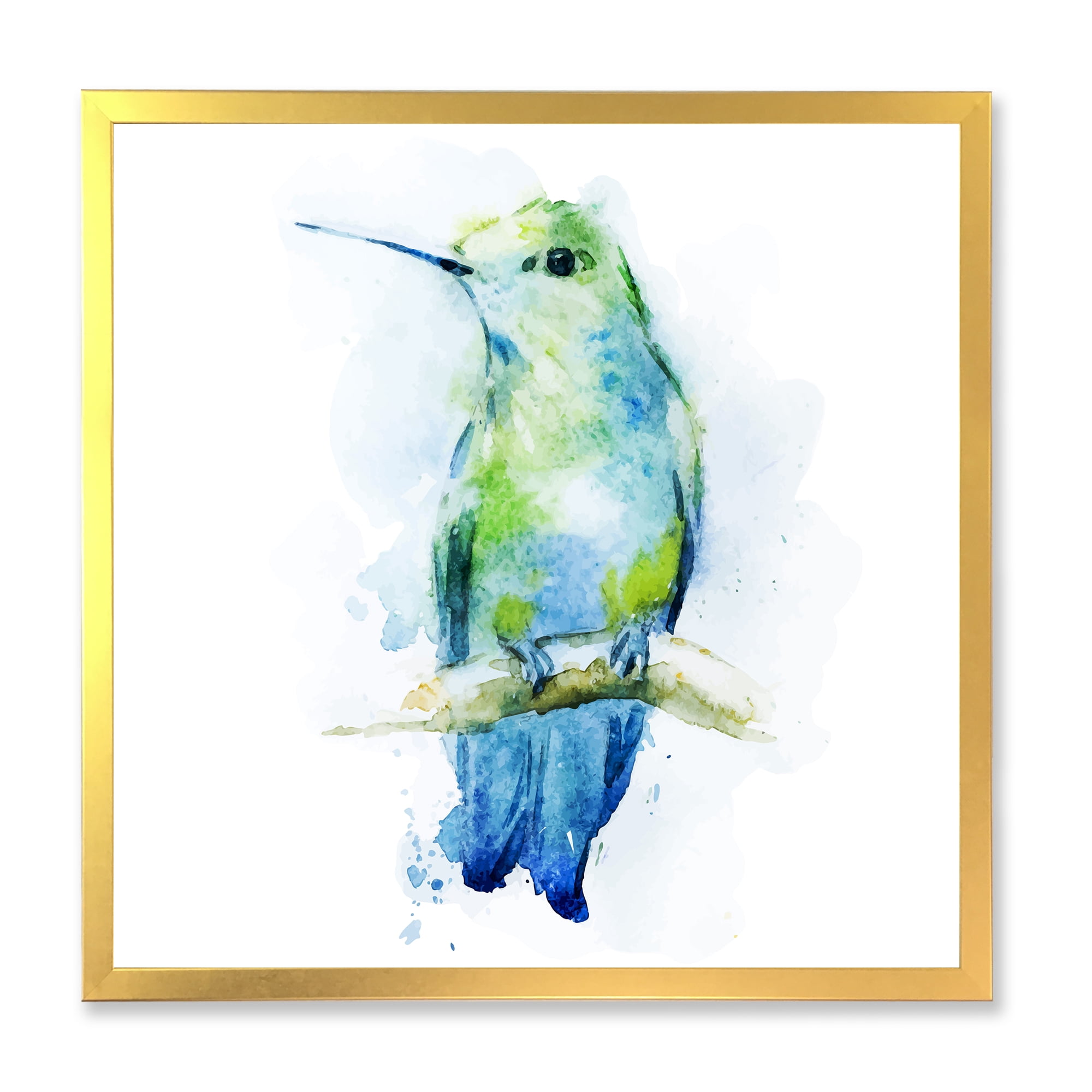 Designart 'Colibri Bird On Branch' Traditional Framed Art Print