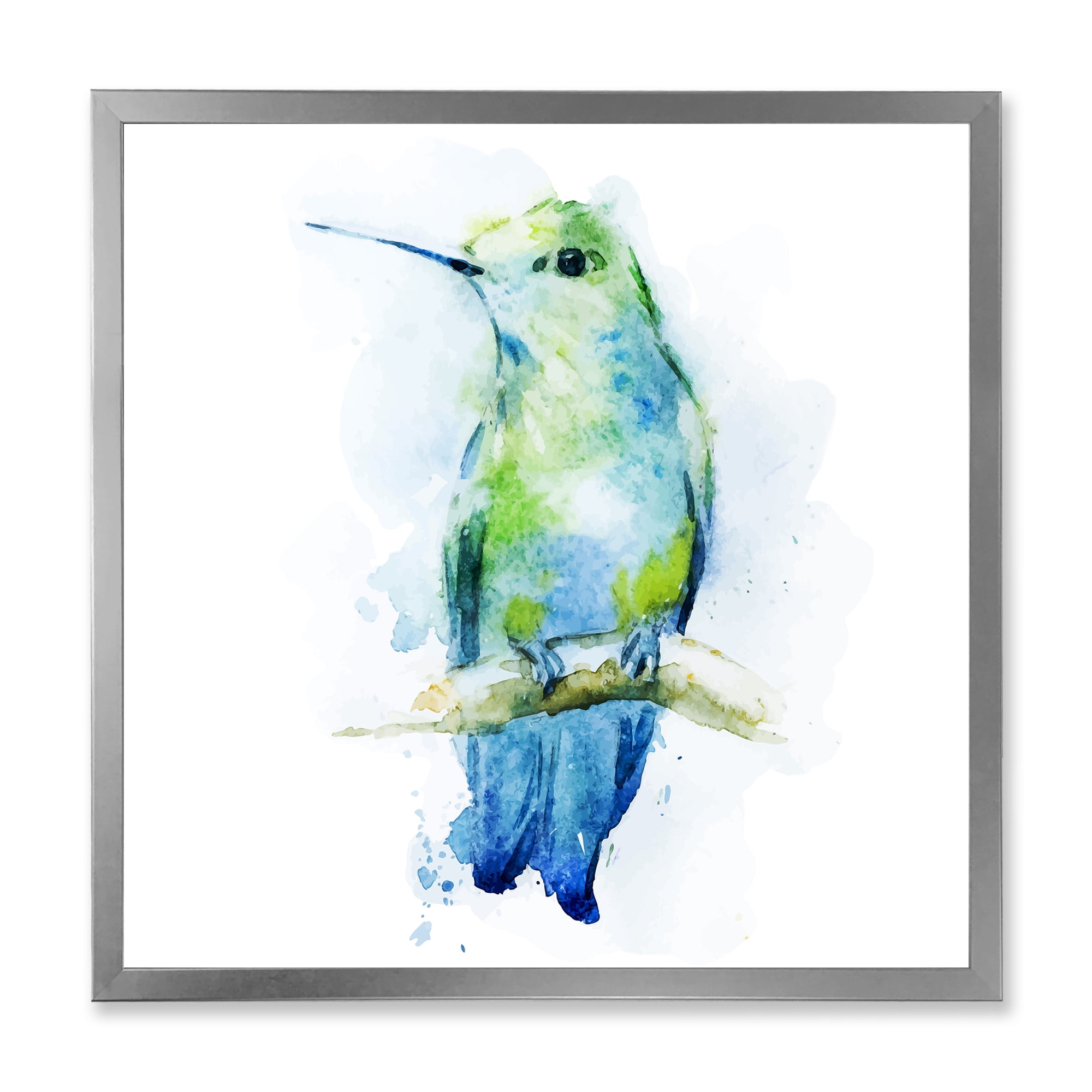 Designart 'Colibri Bird On Branch' Traditional Framed Art Print