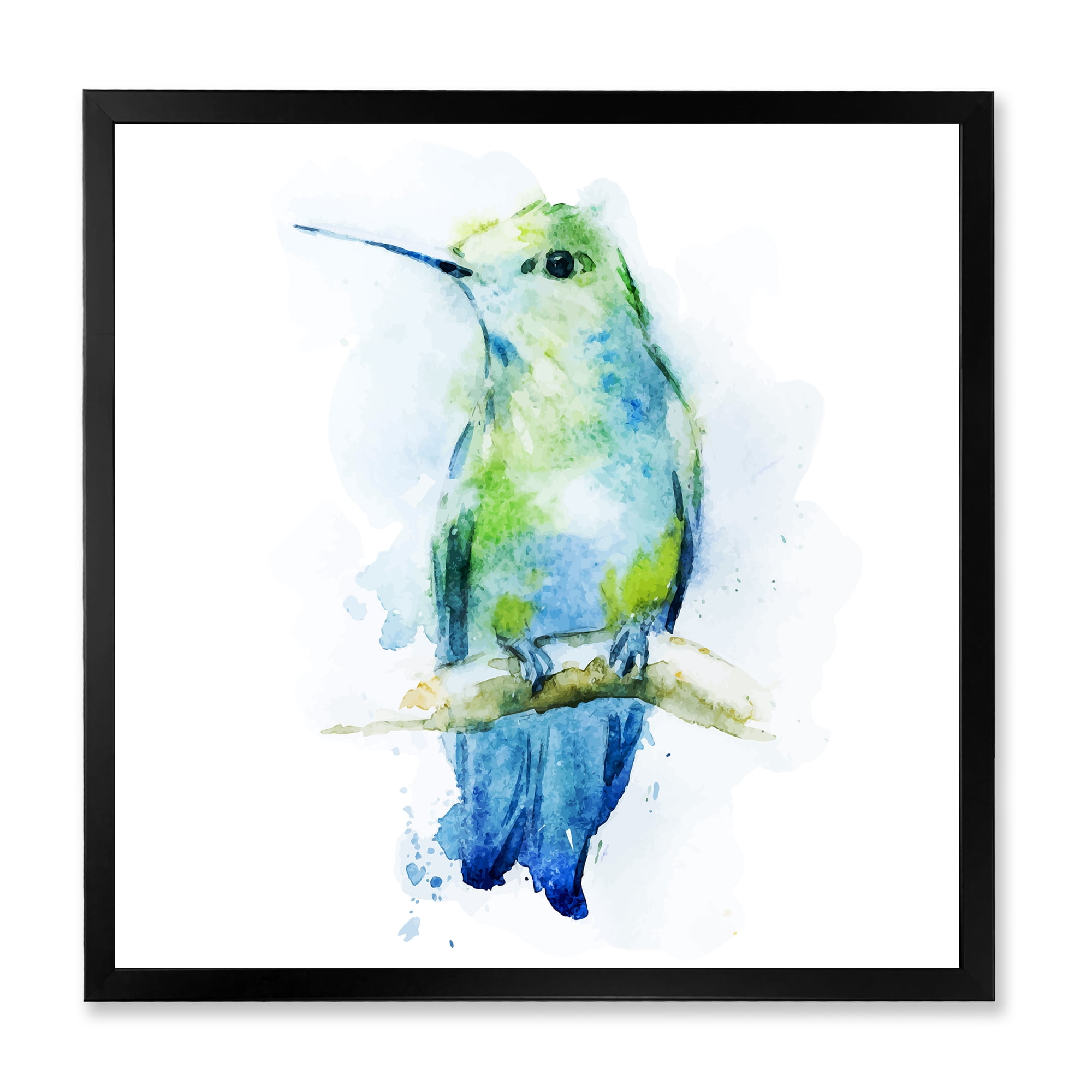 Designart 'Colibri Bird On Branch' Traditional Framed Art Print