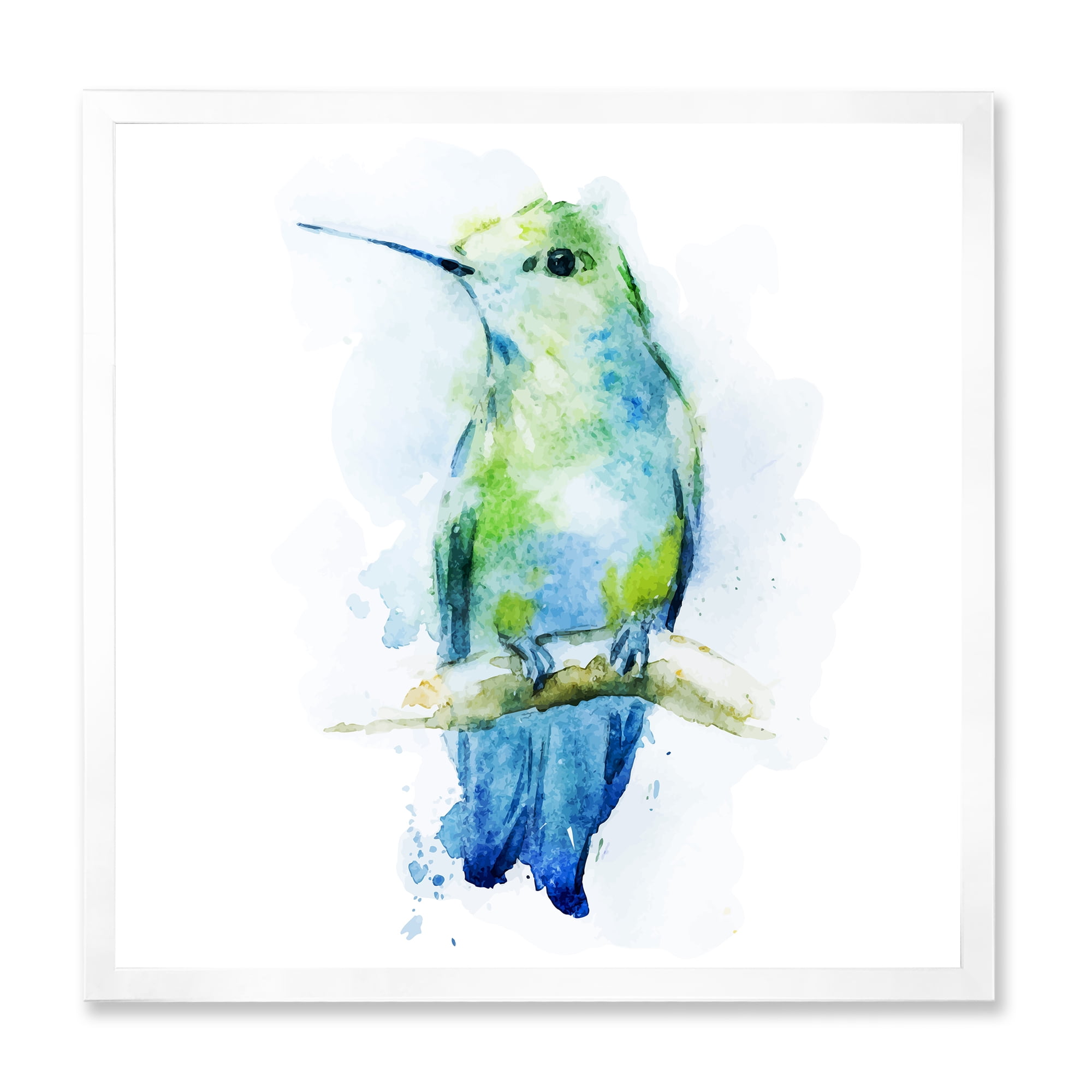 Designart 'Colibri Bird On Branch' Traditional Framed Art Print