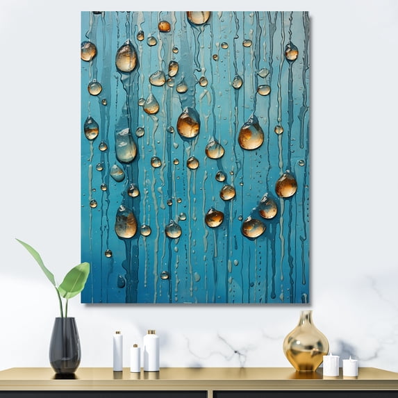 Designart "Collage Of Abstract Rainy Blues V" Abstract Shapes Canvas Art Print