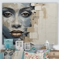 thumbnail image 1 of Designart "Collage Of An African Woman In Blue And Beige I" Africa Wall Art Living Room, 1 of 7