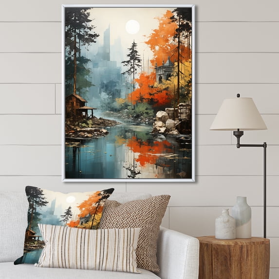 Designart "Collage Of Autumn Forest I" Forest Floater Framed Canvas Wall Art