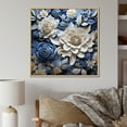 thumbnail image 1 of Designart "Collage Of Blue And White Seasonal Blooms I" Flowers Floater Framed Wall Art Prints, 1 of 5