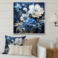 thumbnail image 1 of Designart "Collage Of Blue And White Seasonal Blooms II" Flowers Floater Framed Wall Art Living Room, 1 of 5