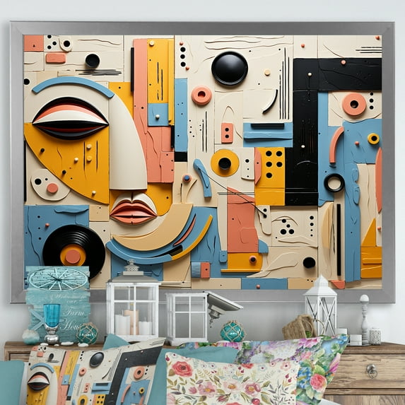 Designart "Collage Of Geometric African Masks" African Art Picture Framed Wall Decor