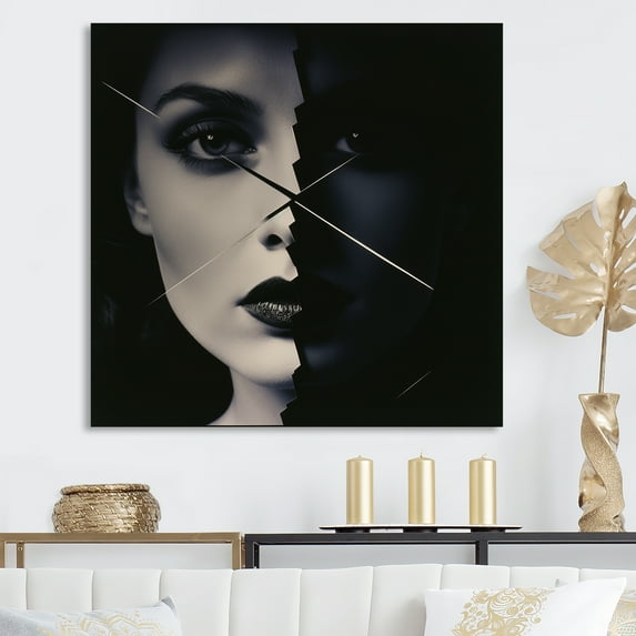 Designart "Collage Of Geometric Black And White Woman" Fashion Woman Wall Decor