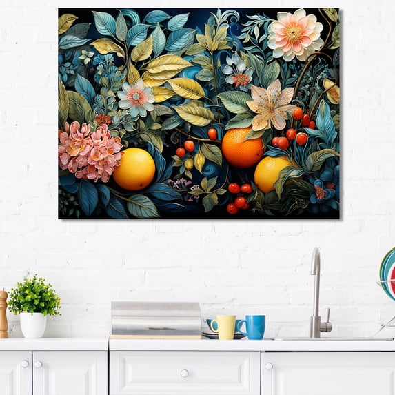 Designart "Collage Of Multicolored Fruit Garden II" Fruits Canvas Art Print