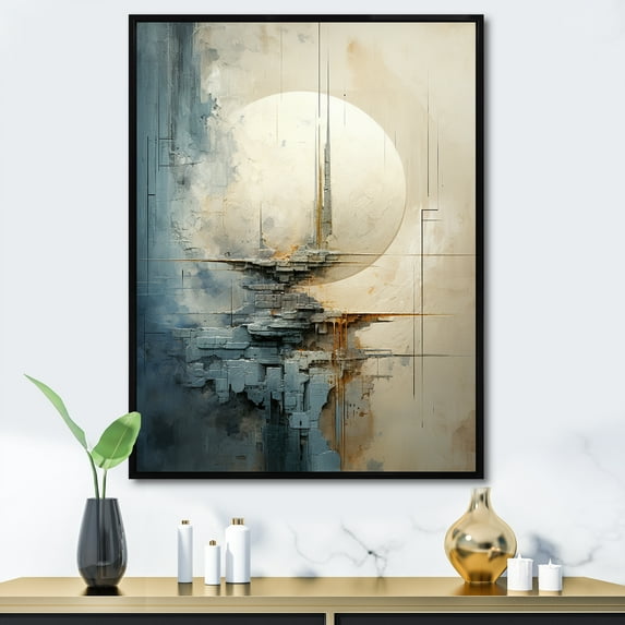 Designart "Collage Of Sci-Fi Moon Fantasy In Minimalistic Style" Fantasy Floater Framed Canvas Prints