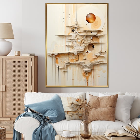 Designart "Collage Of Sci-Fi Moon Fantasy In Minimalistic Style II" Fantasy Floater Framed Canvas Art Print