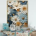 thumbnail image 1 of Designart "Collage Of Vibrant Blue And White Zinnias" Zinnias Floater Framed Canvas Prints, 1 of 5