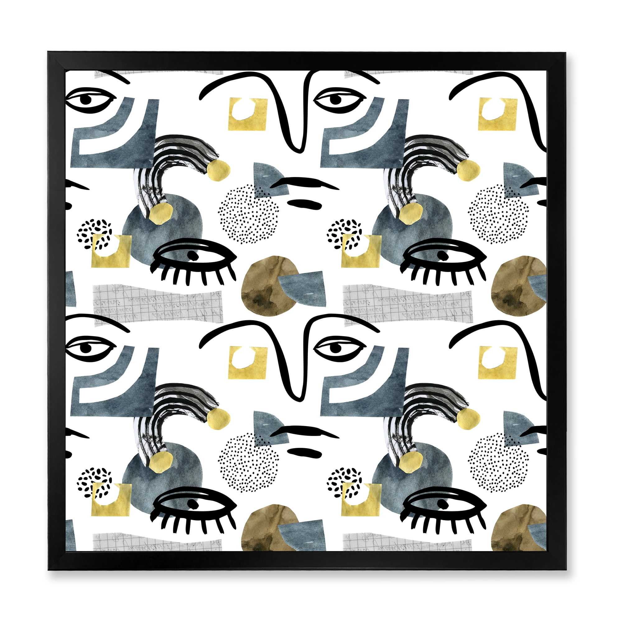 Designart 'Collage of Eyes And Doodles In Contemporary Style I' Modern Framed Art Print
