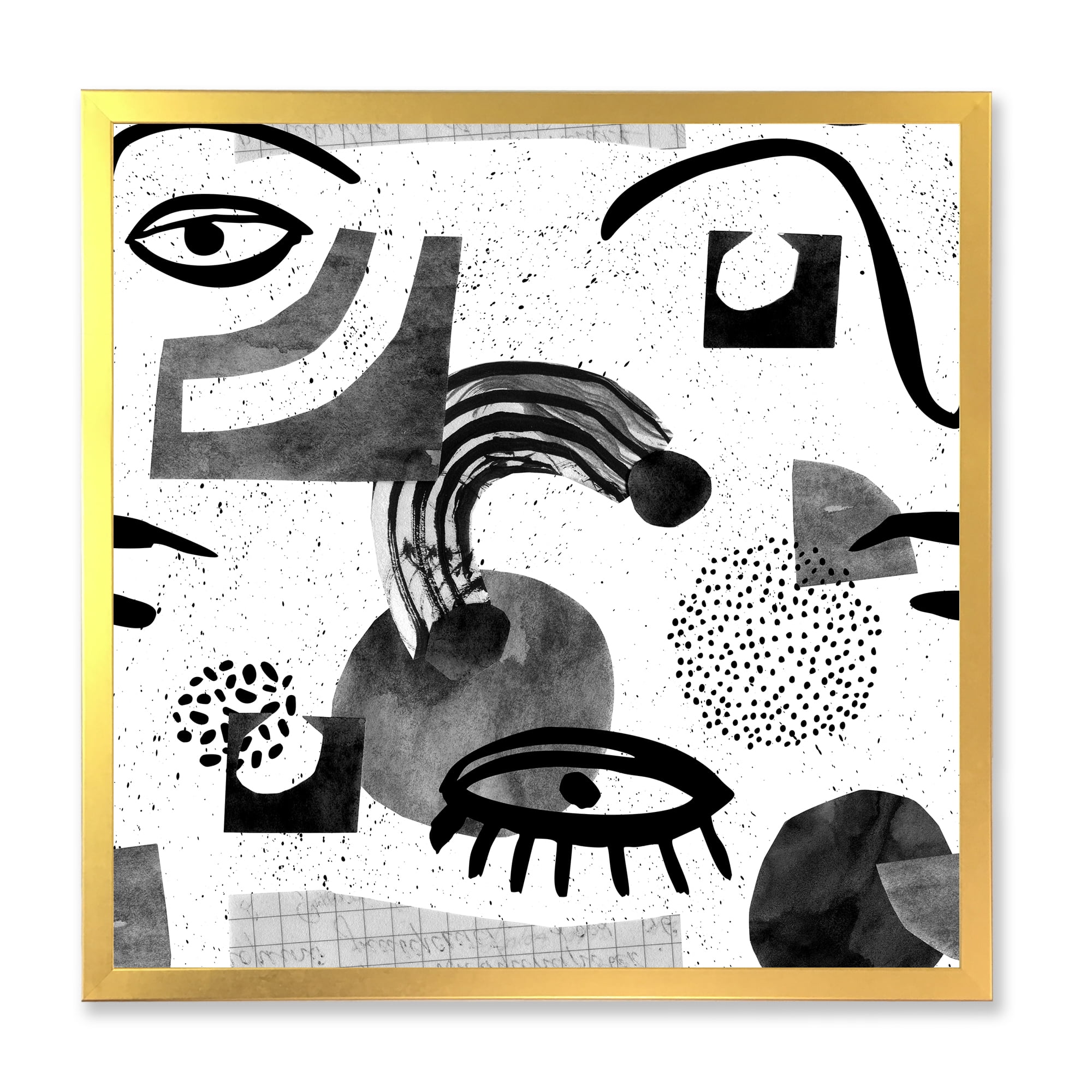 Designart 'Collage of Eyes And Doodles In Contemporary Style II' Modern Framed Art Print