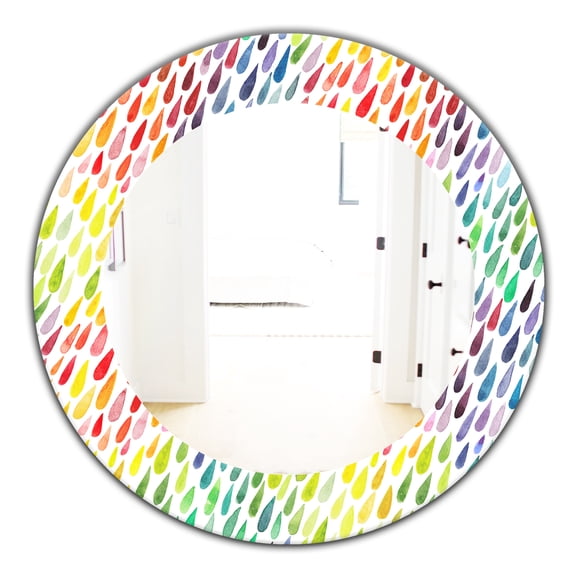 Designart 'Collection Of Paint Splash Watercolor Drops' Modern Mirror - Oval or Round Wall Mirror