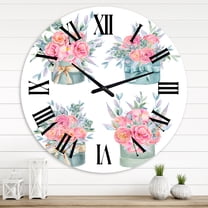Designart 'Collection Of Pink Roses' Farmhouse Wall Clock