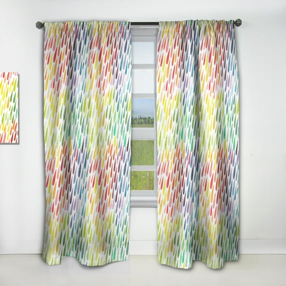 Designart 'Collection Of Watercolor Drops Paint Splash ' Modern & Contemporary Curtain Panel