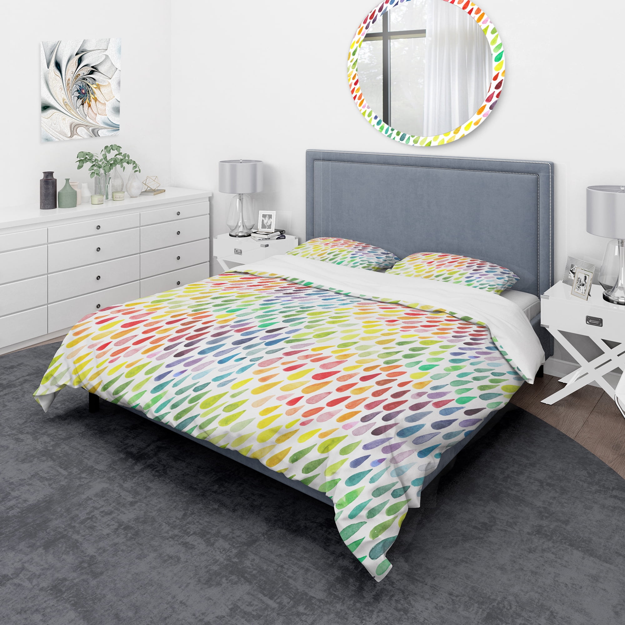 Designart 'Collection of Paint Splash Watercolor Drops' Modern & Contemporary Duvet Cover Set