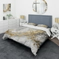 thumbnail image 1 of Designart "Colliding Patterns Gold and White" Abstract Bedding Covert Set - Modern White Bed Set With 2 Shams, 1 of 6