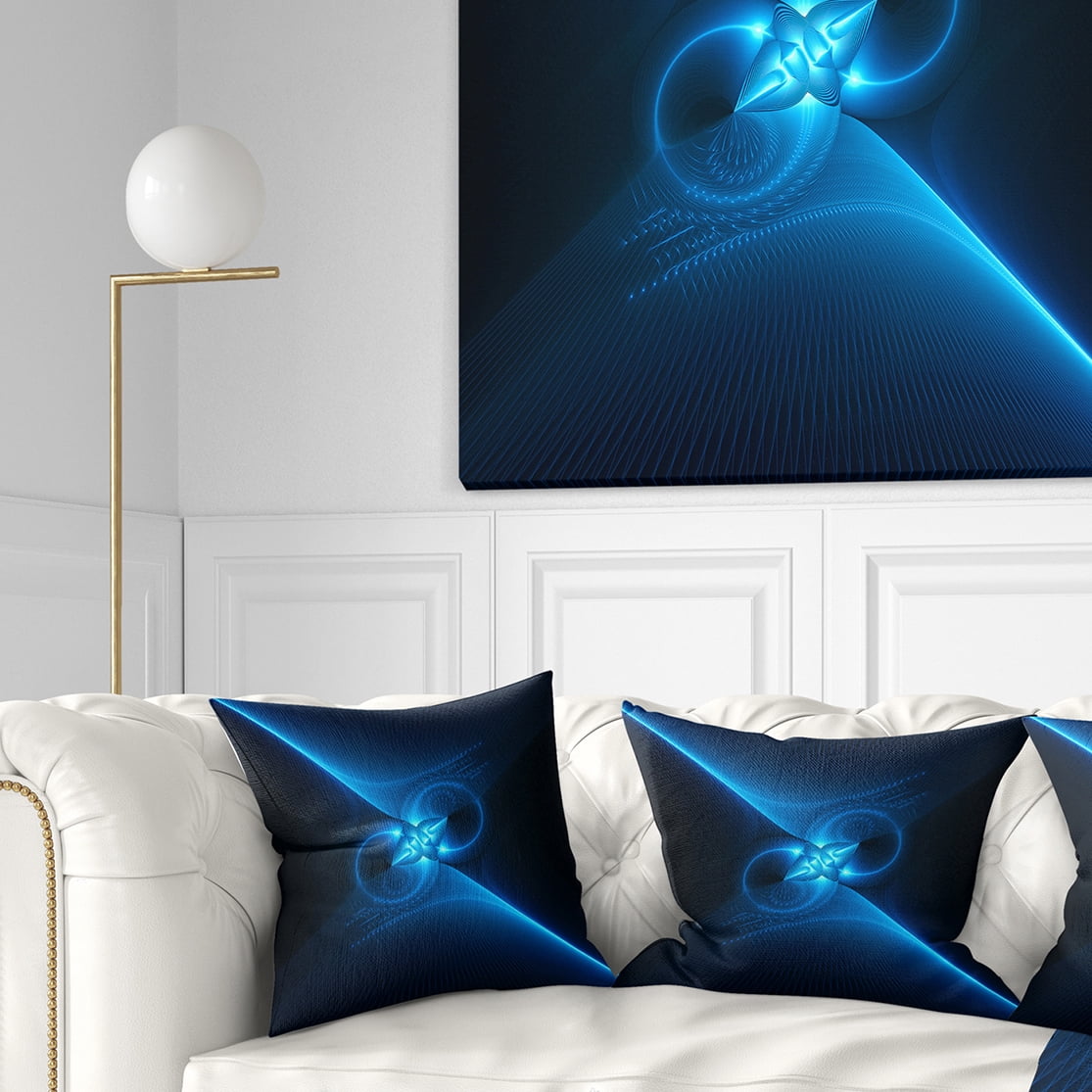Designart Collision of Two Large Suns in Blue - Floral Throw Pillow - 16x16