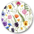 thumbnail image 1 of Designart 'Coloful Wildflowers Floral Pattern I' Traditional Circle Metal Wall Art 11x11 - Disc of 11, 1 of 5
