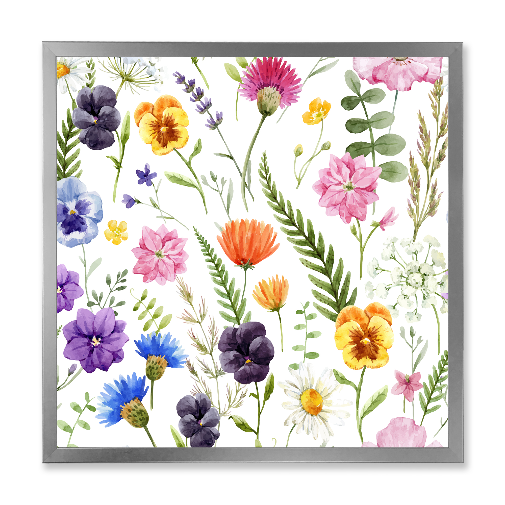 Designart 'Coloful Wildflowers Floral Pattern I' Traditional Framed Art Print