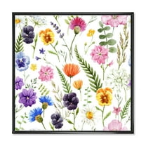Designart 'Coloful Wildflowers Floral Pattern I' Traditional Framed Canvas Wall Art Print