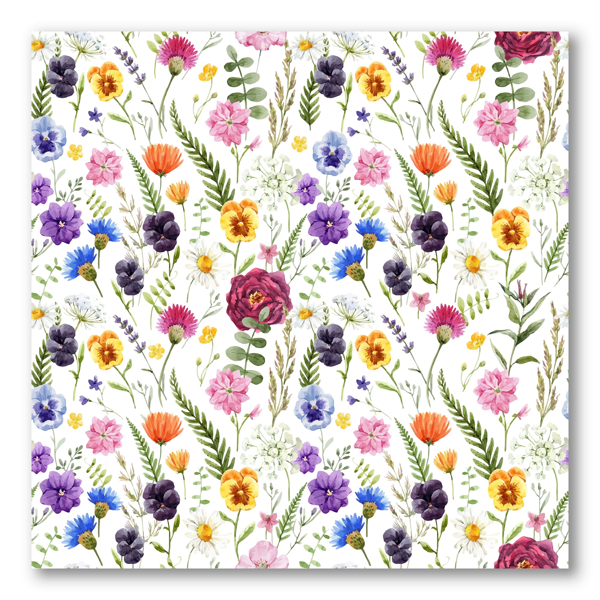 Designart ' Coloful Wildflowers Floral Pattern II ' Traditional Canvas Wall Art Print