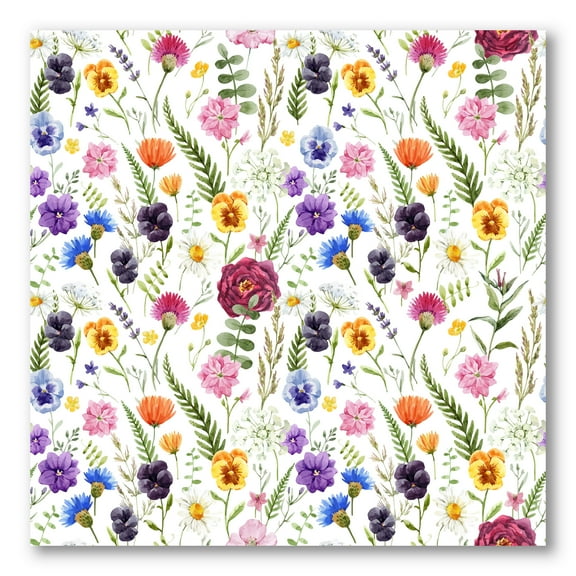 Designart ' Coloful Wildflowers Floral Pattern II ' Traditional Canvas Wall Art Print
