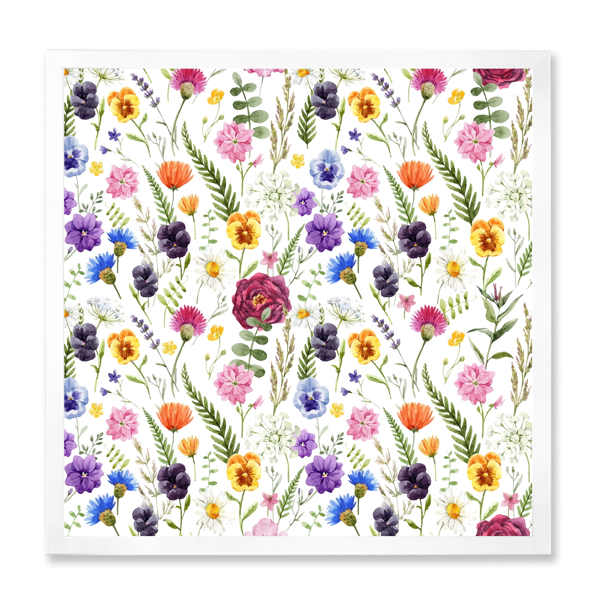 Designart 'Coloful Wildflowers Floral Pattern II' Traditional Framed Art Print