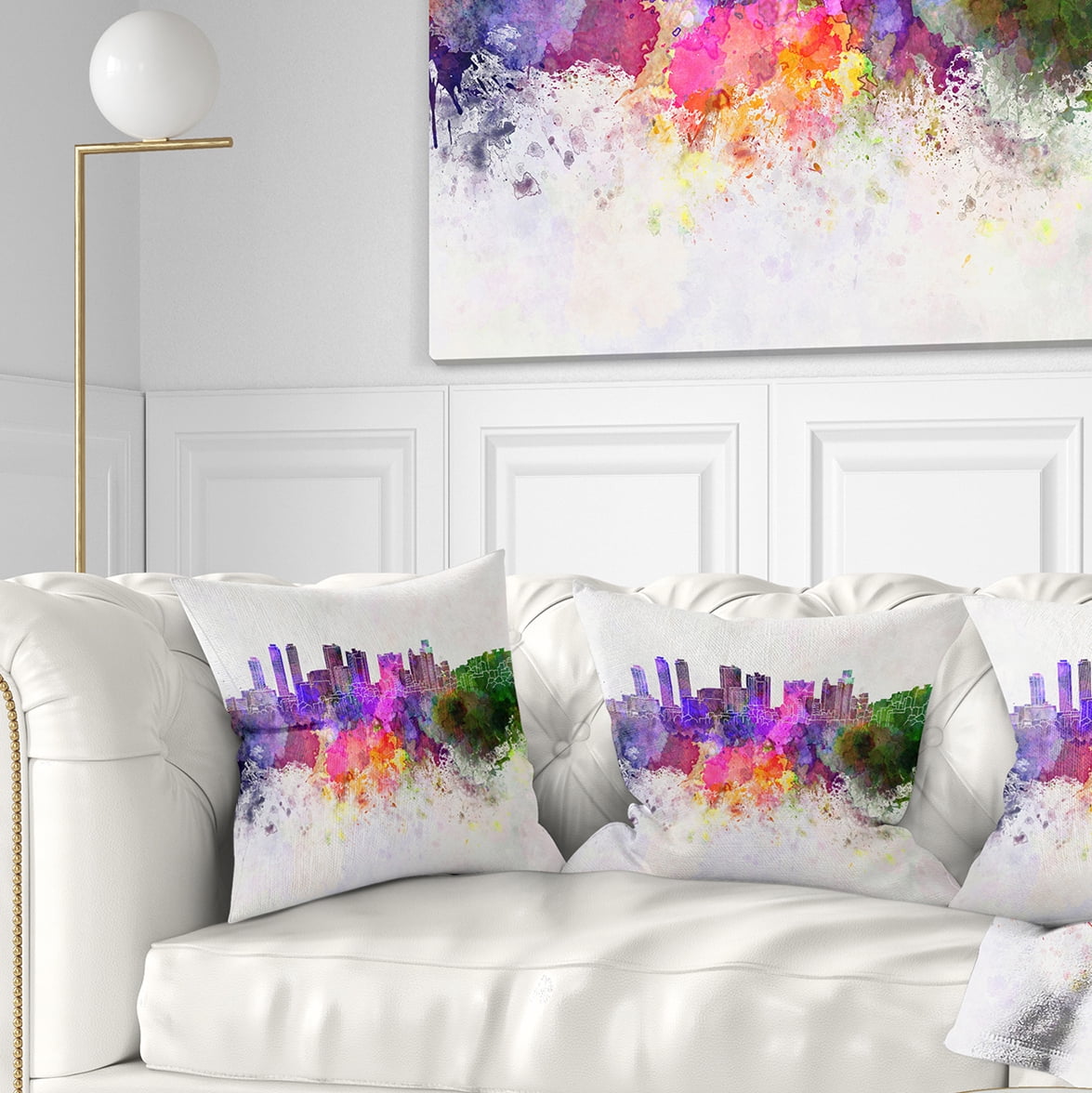 Designart Colombo Skyline - Cityscape Throw Pillow - 18x18