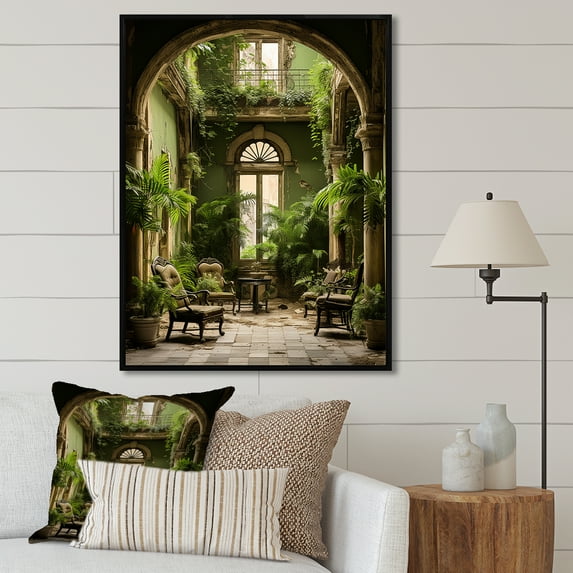 Designart "Colonial Charm Of Cuba: An Oasis" Cuba Floater Framed Canvas Prints