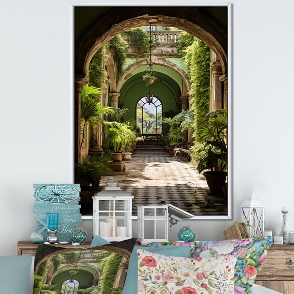 Designart "Colonial Charm Of Cuba: An Oasis I" Cuba Floater Framed Wall Decor