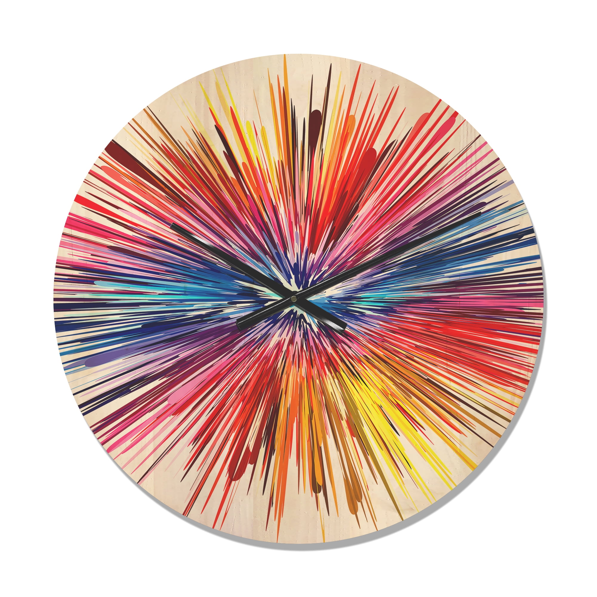Designart 'Color Explosion On White' Modern Wood Wall Clock