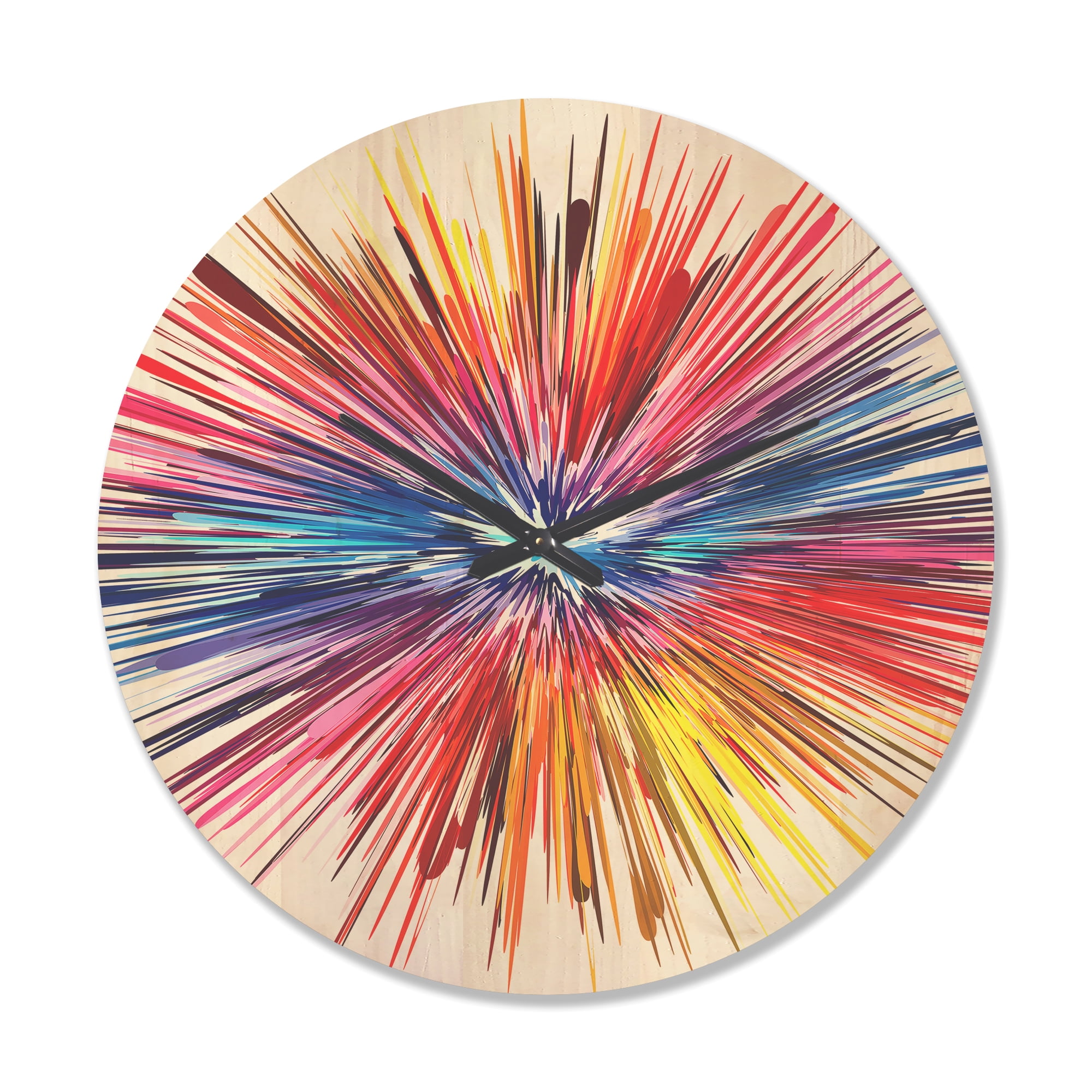Designart 'Color Explosion On White' Modern Wood Wall Clock