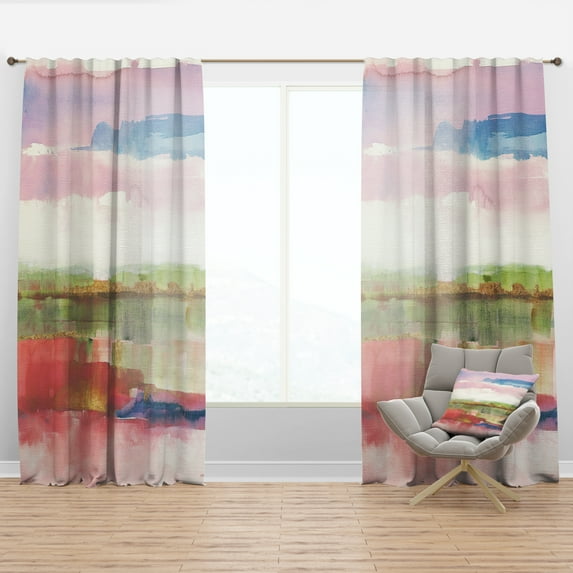 Designart 'Color Gold Bright and Influence Of Line' Shabby Chic Curtain Panel