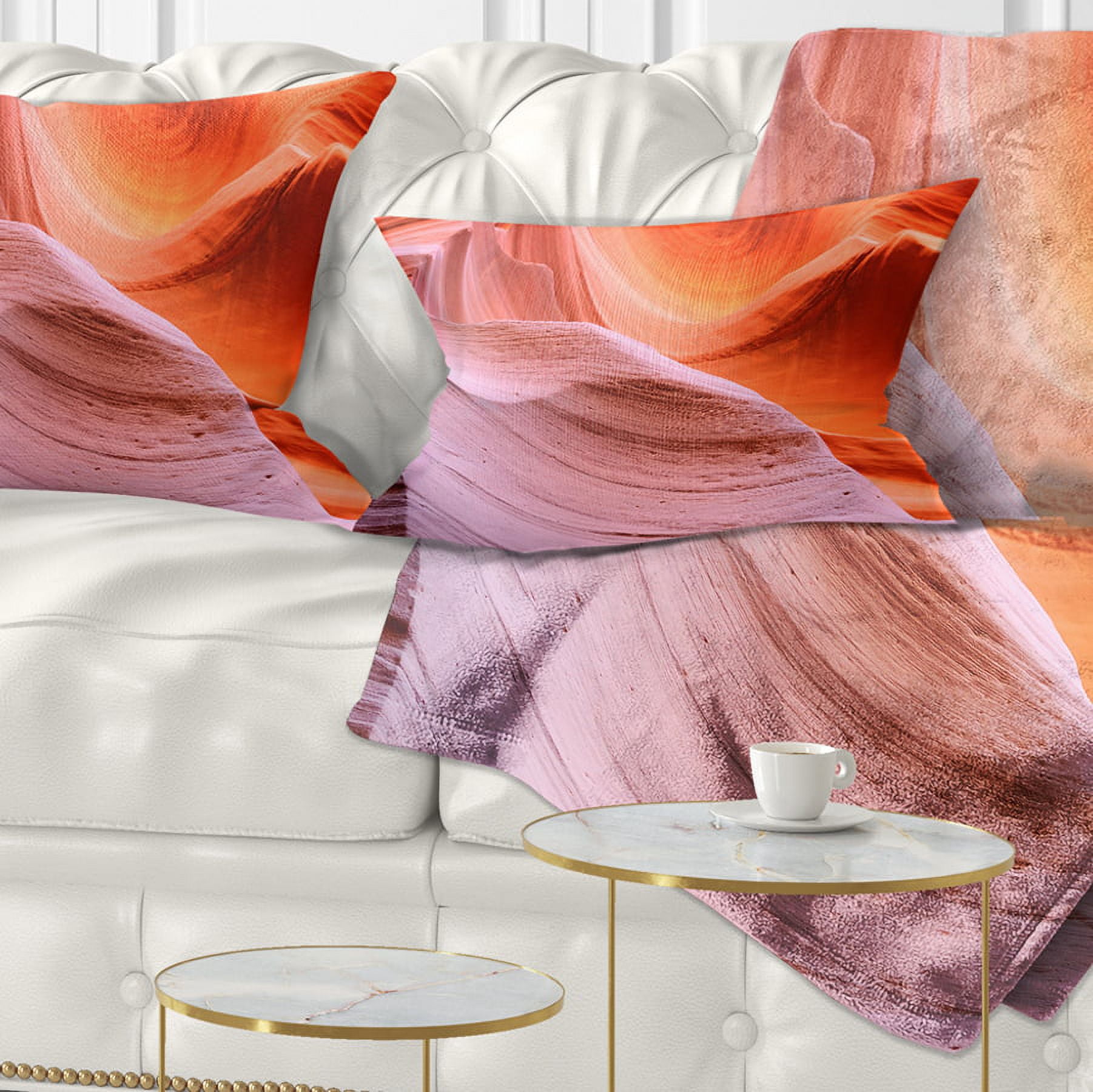 Designart Color Layers in Antelope Canyon - Landscape Photography Throw Pillow - 12x20
