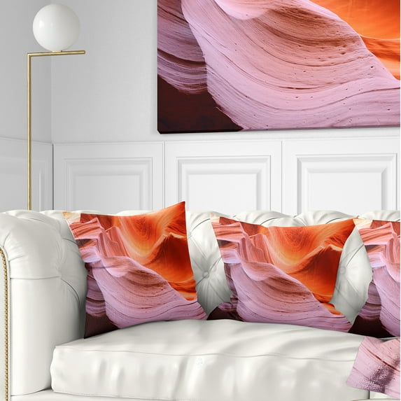 Designart Color Layers in Antelope Canyon - Landscape Photography Throw Pillow - 16x16
