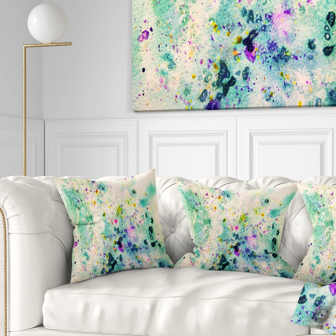 Designart Color Splatter - Abstract Throw Pillow - 16x16