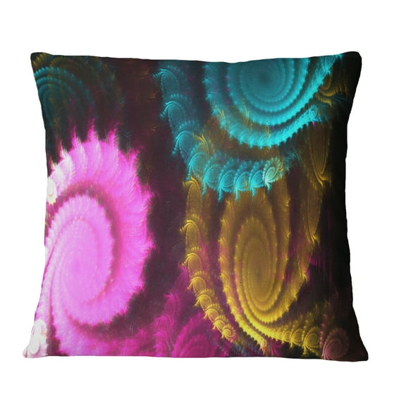 Designart Color Swirl Fractal Abstract Background - Abstract Throw Pillow - 16x16