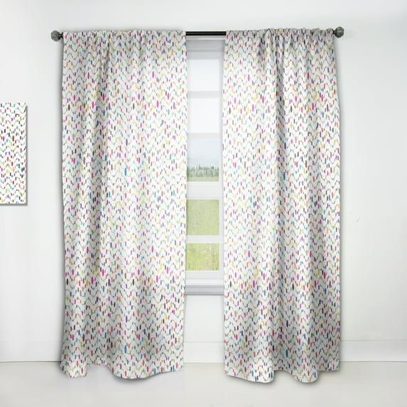 Designart 'Color Waves of Polka Dots On White' Mid-Century Modern Curtain Panel