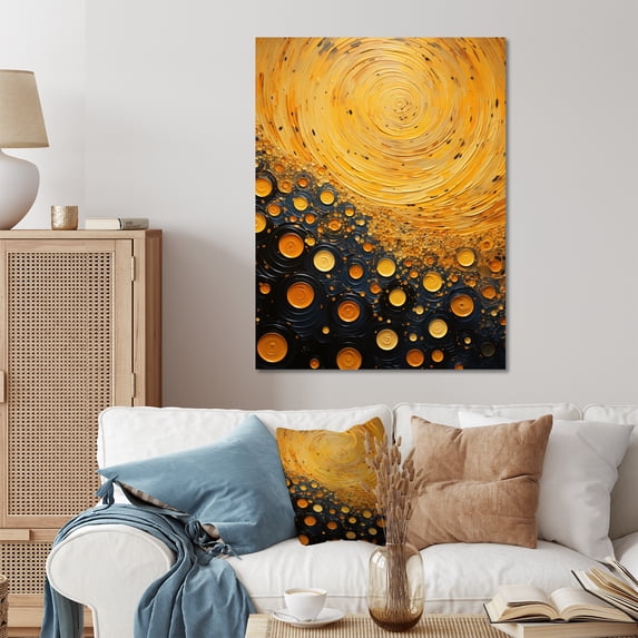 Designart "Color landscape Abstract Saffron II" Abstract Botanicals Metal Art Living Room