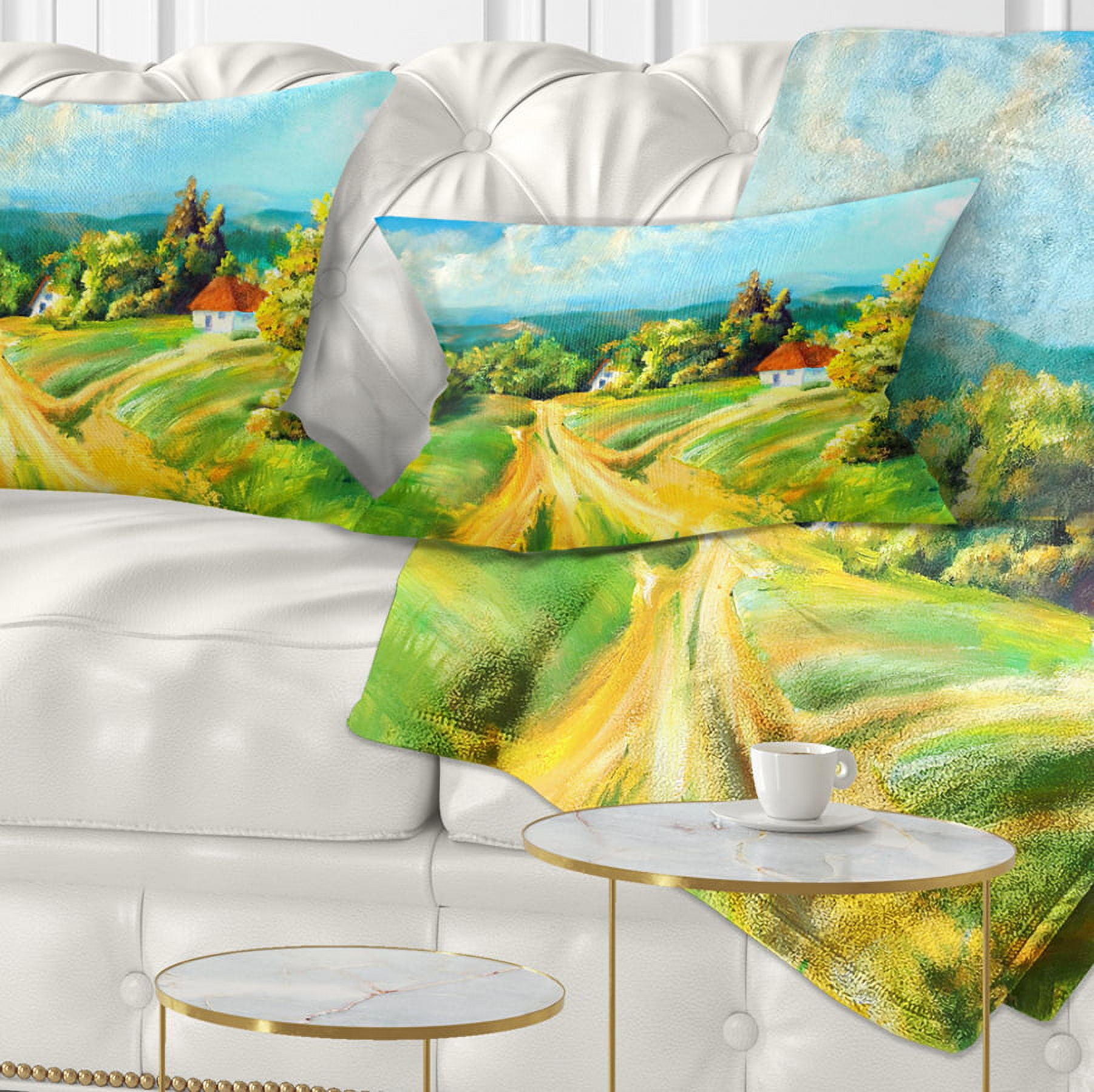 Designart Color of Summer - Landscape Printed Throw Pillow - 12x20